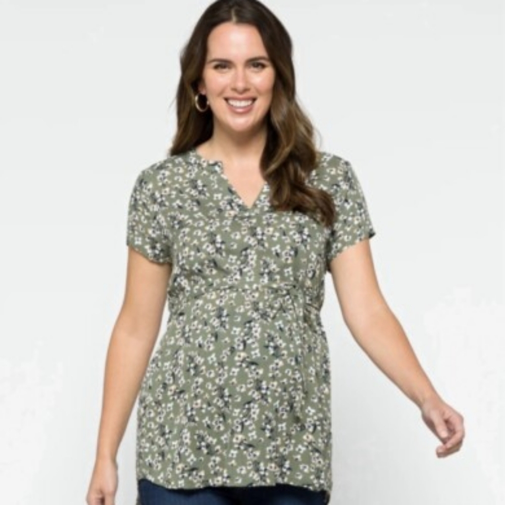 Floral Green Maternity Top